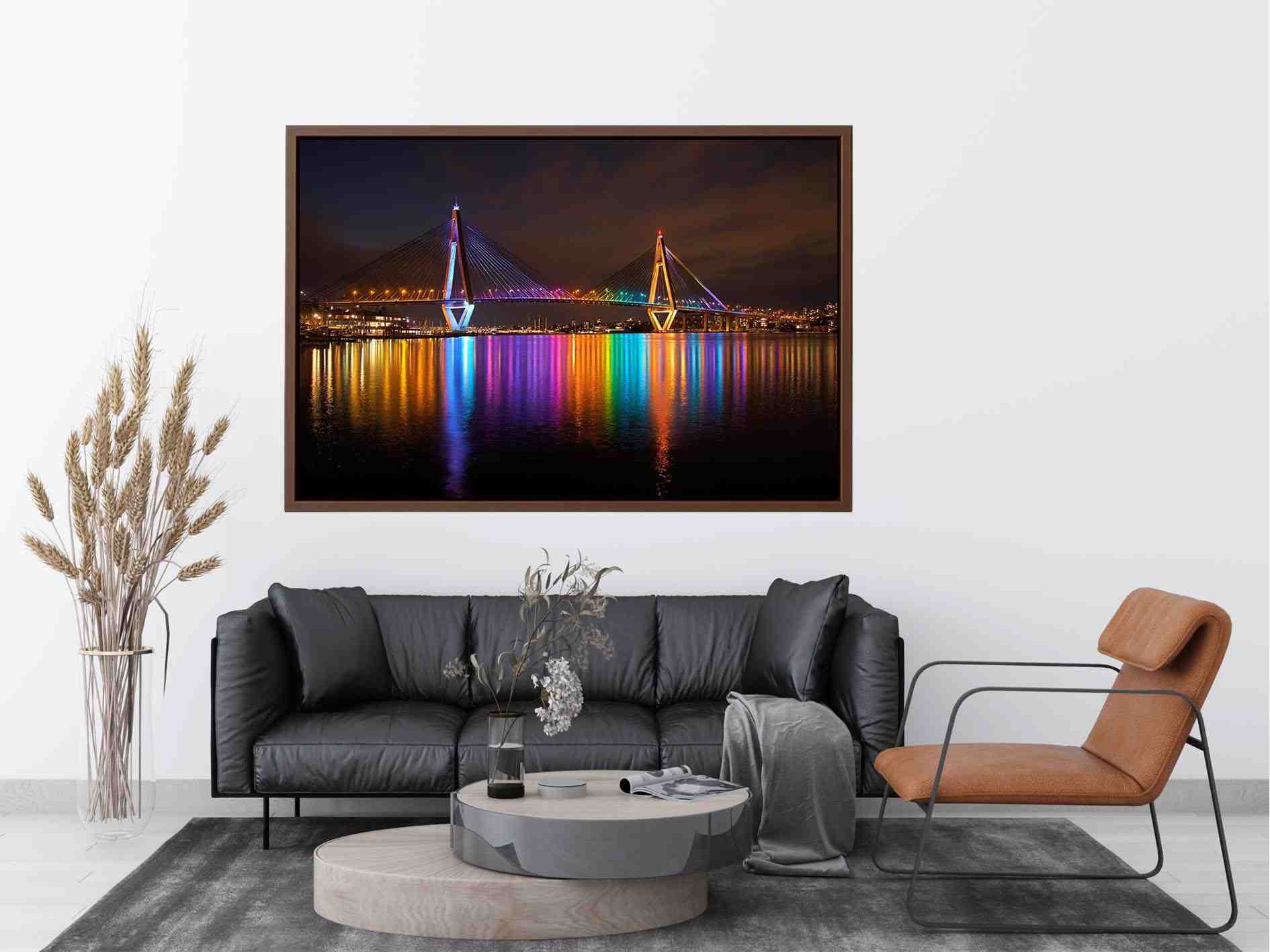 Anzac bridge Syney  illuminated at Night Painting