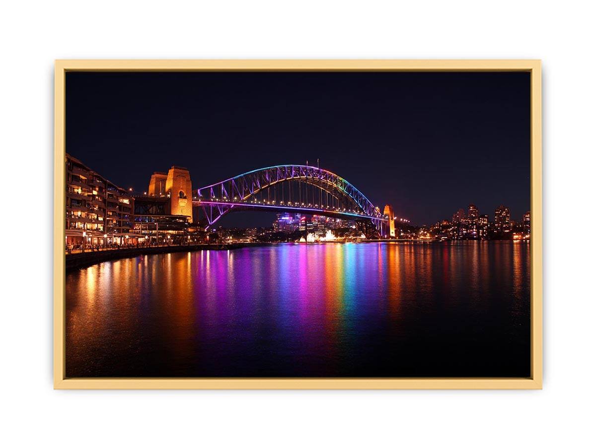 Sydney Harbour Bridge illuminated at Night  Streched canvas