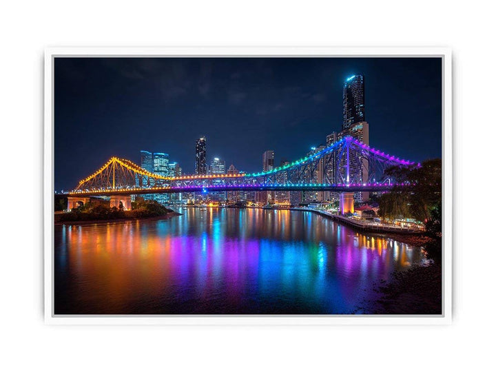 Story Bridge Illuminated at Night Framed Print