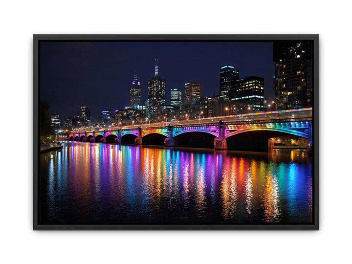 Melbourne Bridge  Illuminated at Night  Canvas Print