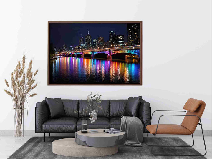 Melbourne Bridge  Illuminated at Night Painting