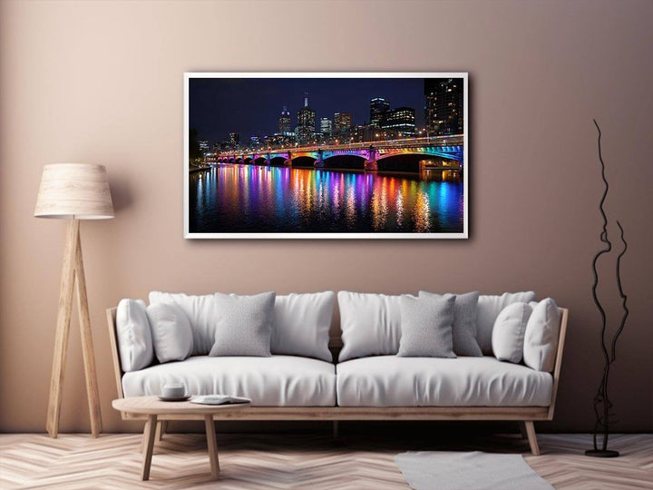 Melbourne Bridge  Illuminated at Night Painting