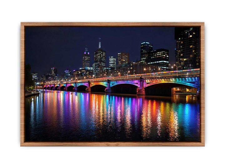 Melbourne Bridge  Illuminated at Night Poster