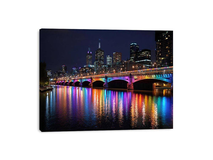 Melbourne Bridge  Illuminated at Night Painting