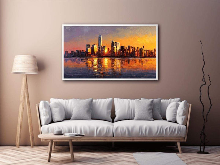Manhattan Skyline Sunset Painting