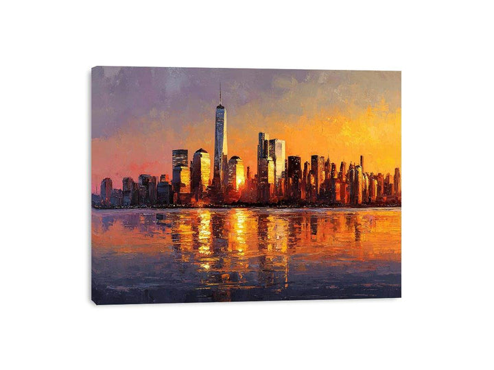 Manhattan Skyline Sunset Painting