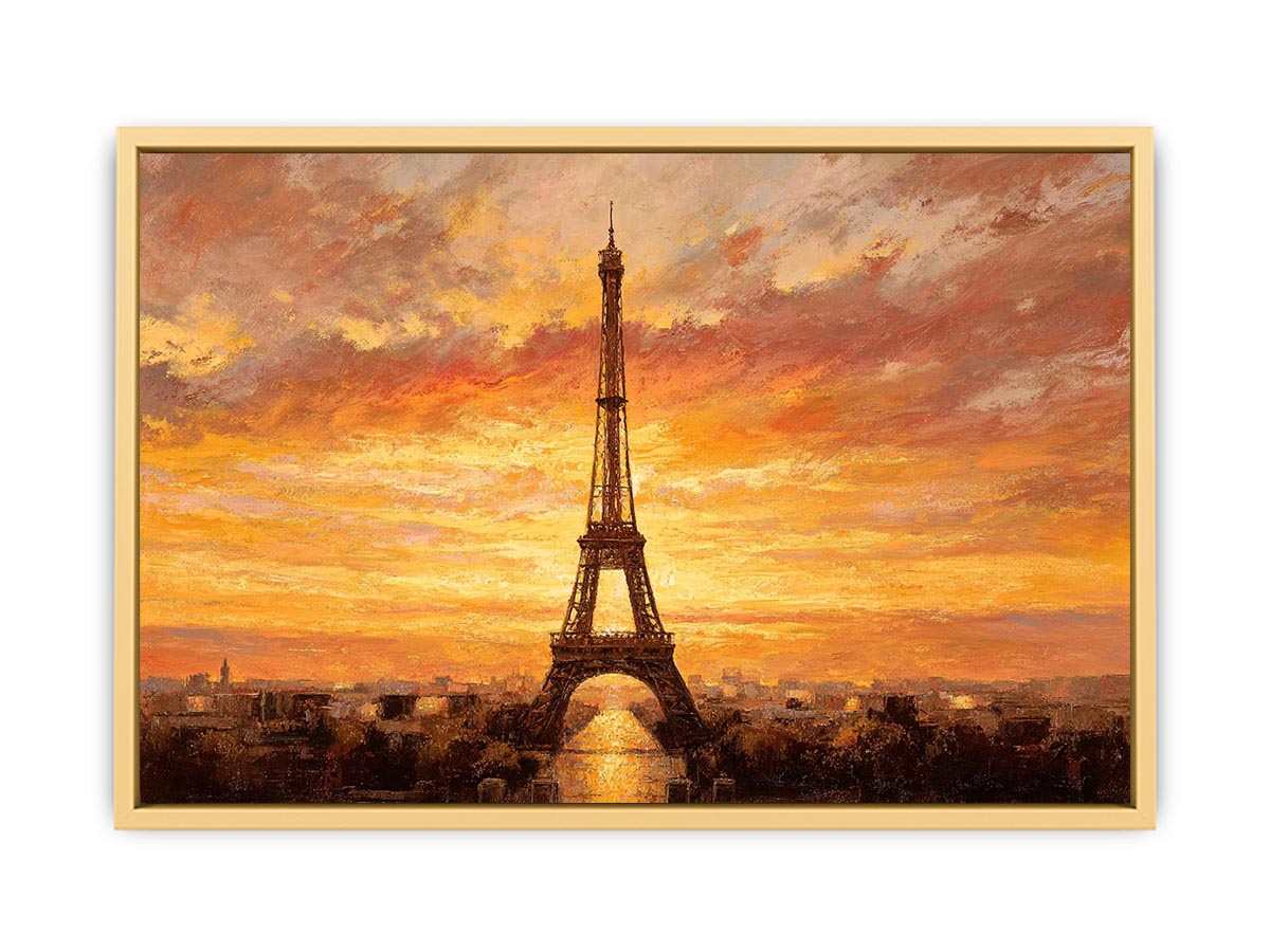 Eiffel Tower Sunset Glow  Streched canvas