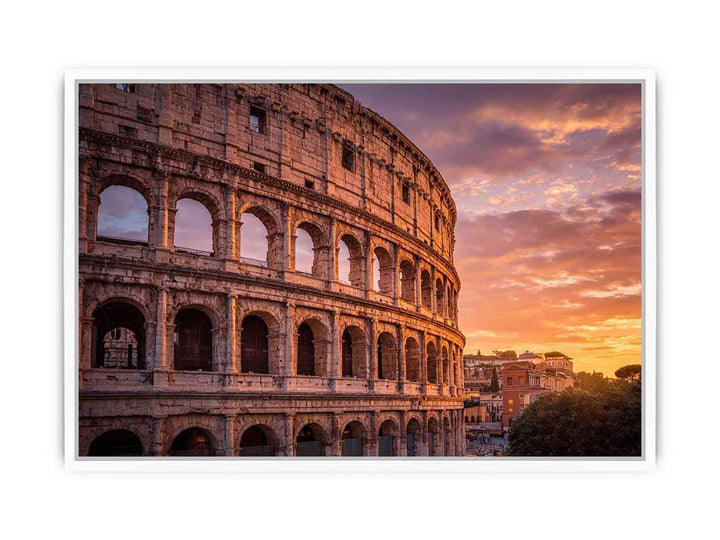 Rome Colosseum Sunset Framed Print