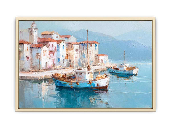 Greek island harbor  Art Print