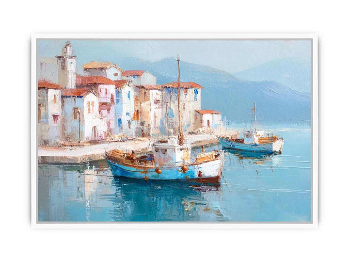 Greek island harbor Framed Print