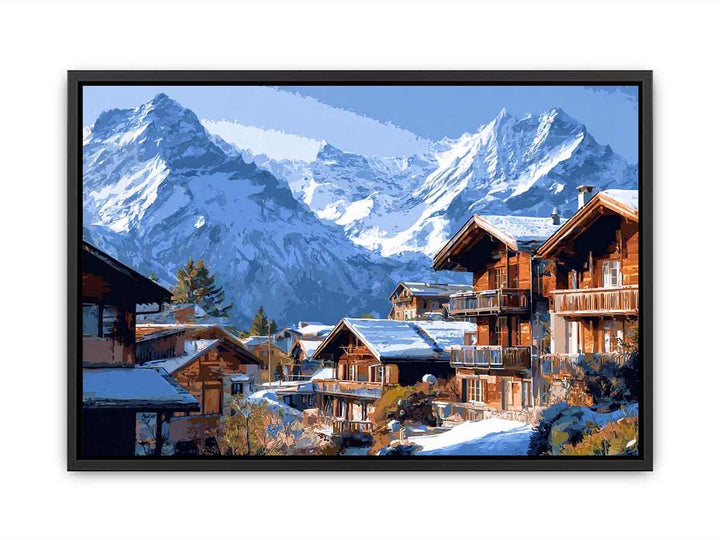 Swiss Alps Village Charm  Canvas Print