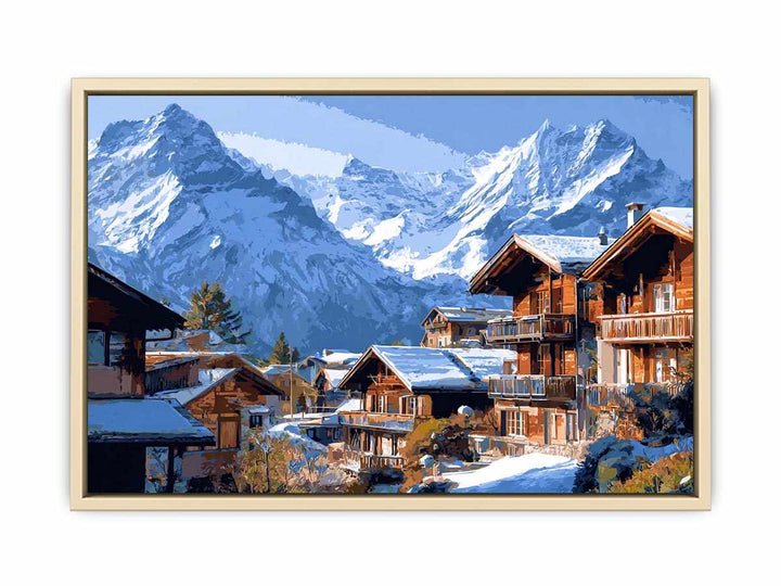 Swiss Alps Village Charm  Art Print