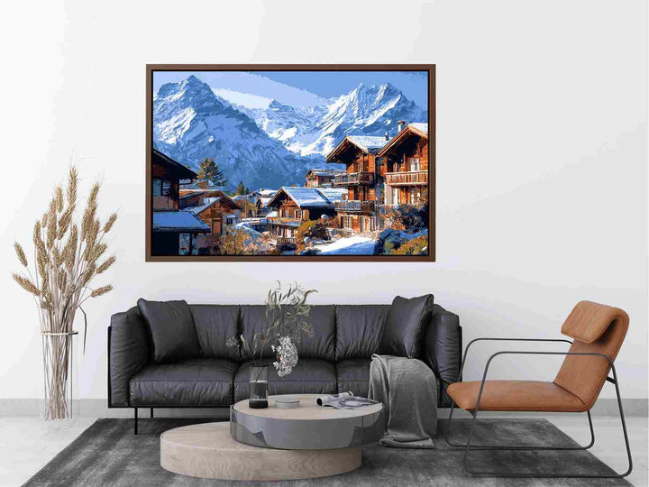 Swiss Alps Village Charm Painting