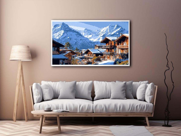 Swiss Alps Village Charm Painting