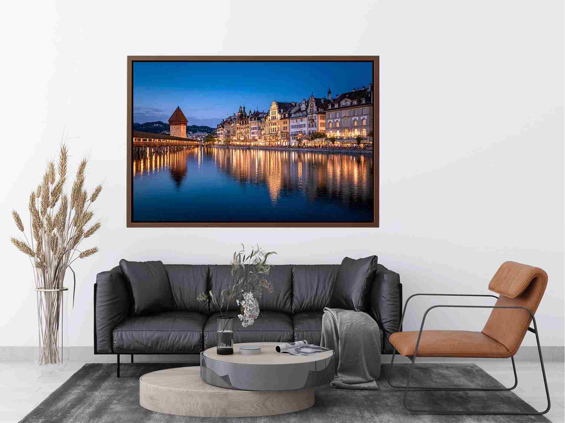 Lucerne Bridge Reflections Painting