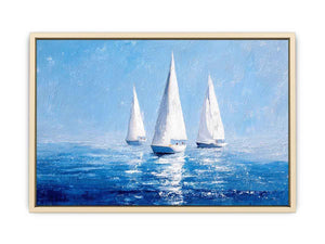 Sailboats in Blue water  Art Print