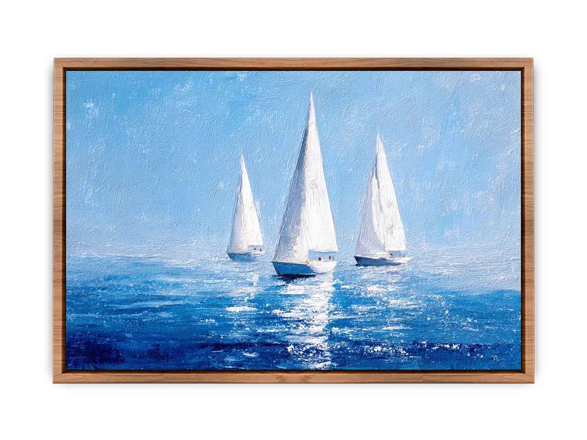 Sailboats in Blue water Poster