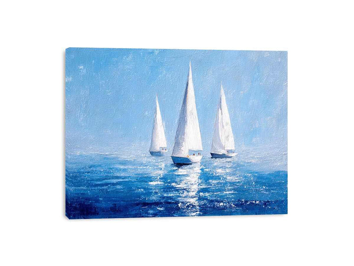 Sailboats in Blue water Painting