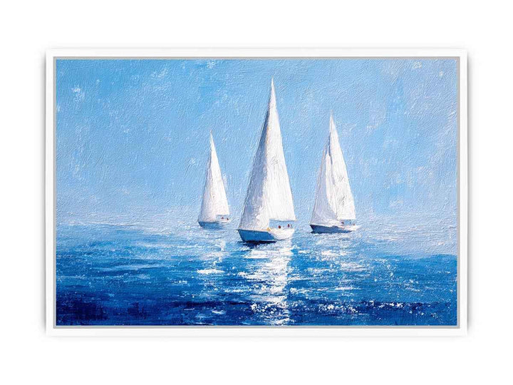 Sailboats in Blue water Framed Print