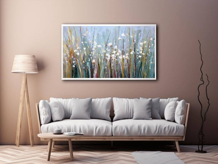 White Flower Modern Art  Painting  Canvas Print