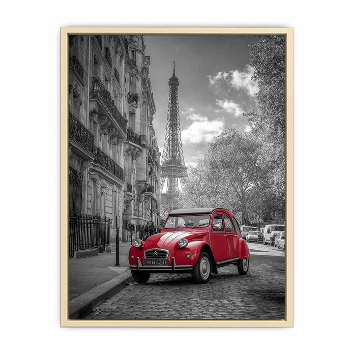 Red Car in Paris  Art Print