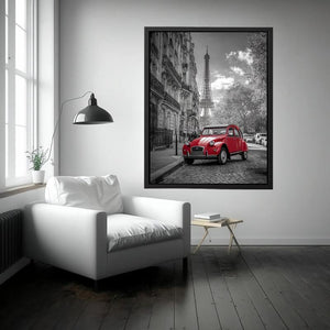 Red Car in Paris Painting