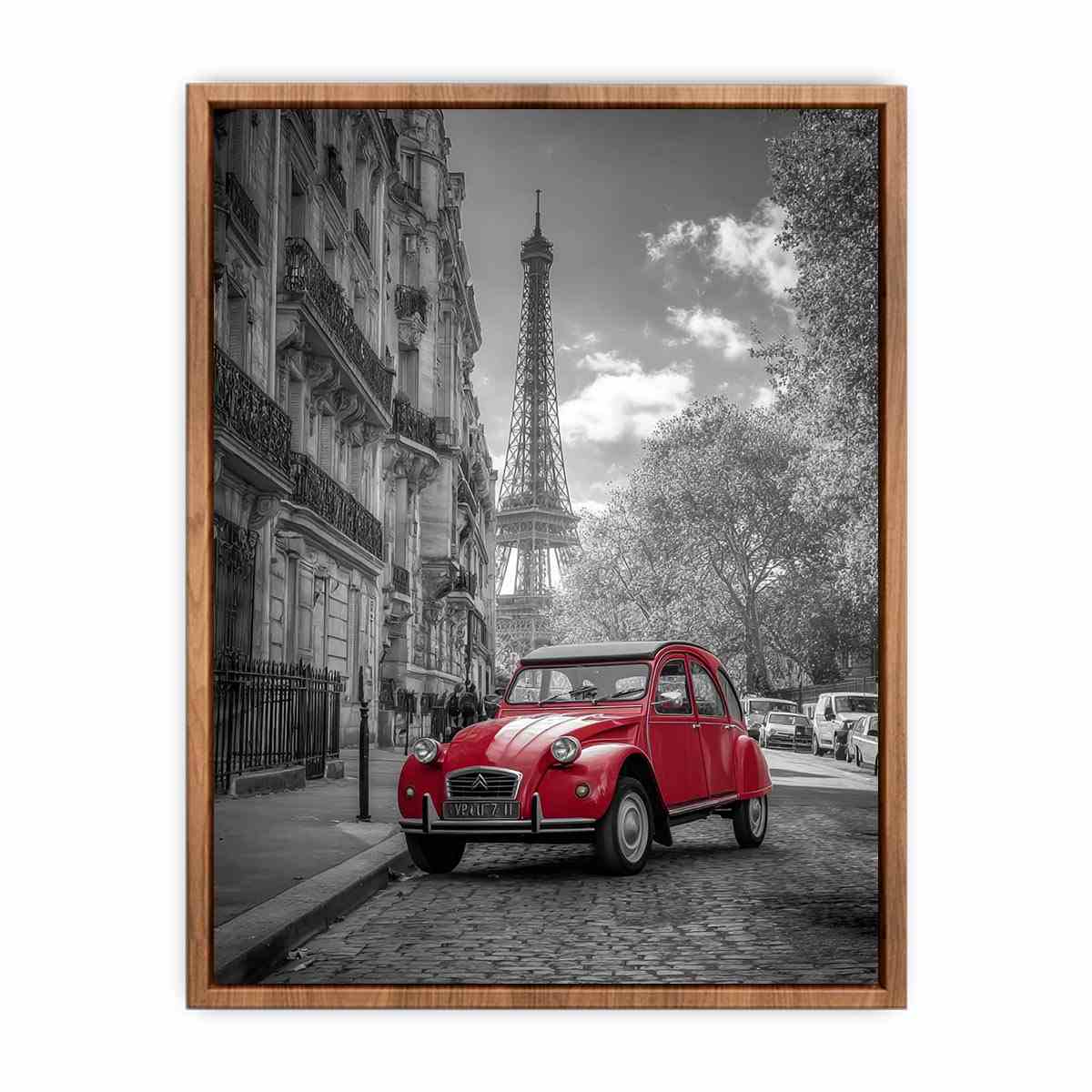 Red Car in Paris Poster