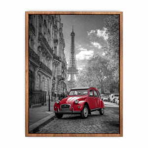 Red Car in Paris Poster
