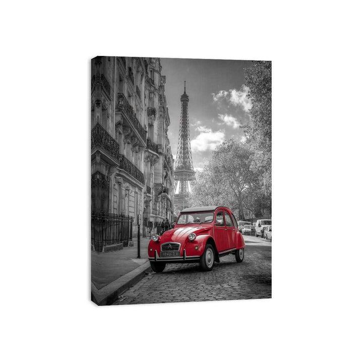 Red Car in Paris Painting