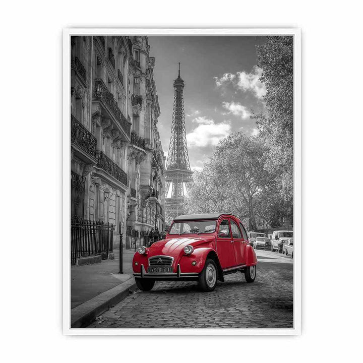 Red Car in Paris Framed Print