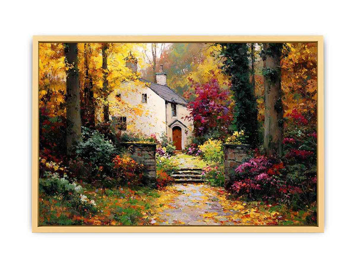 Enchanted Forest Cottage Streched canvas