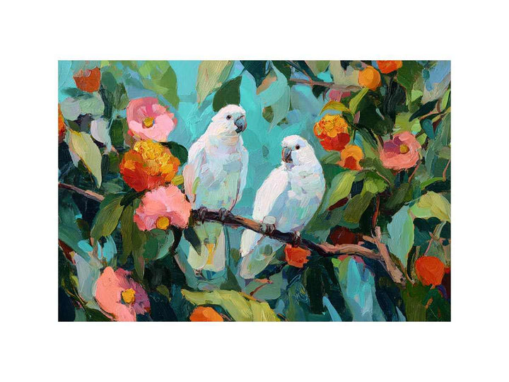 Cockatoos on eucalyptus