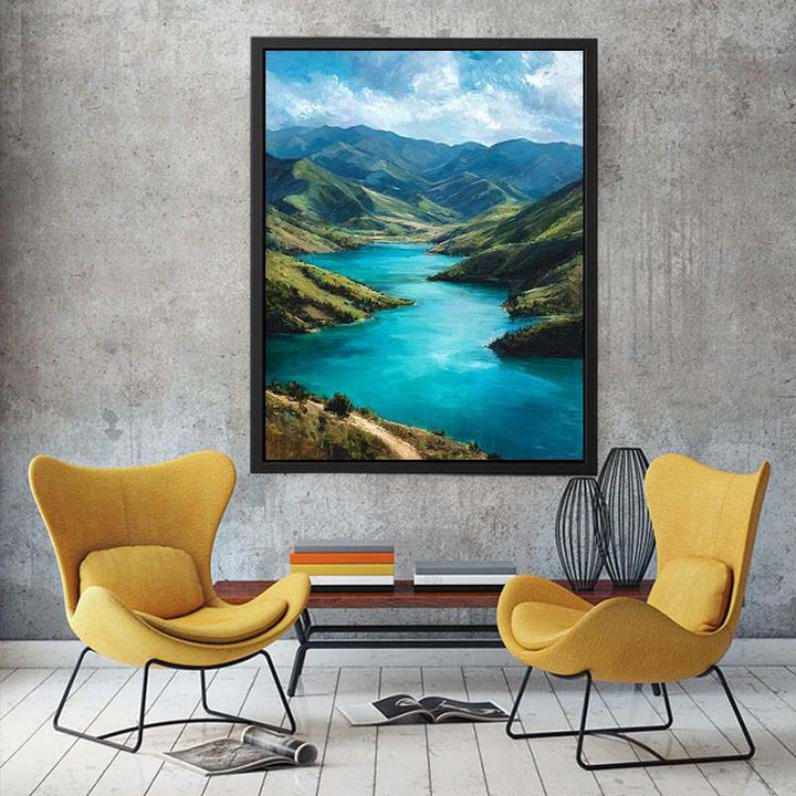 Turquoise Flow Mountain River Canvas Print