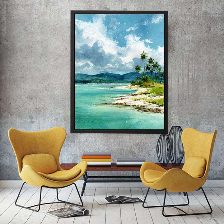 Sandy Beach watercolor Canvas Print