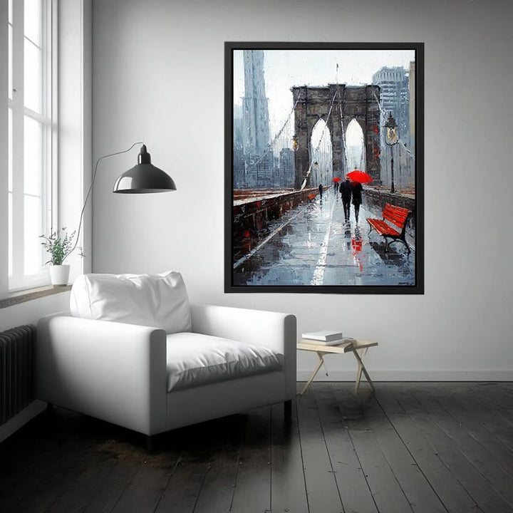 Rainy Walk in Brooklyn Painting