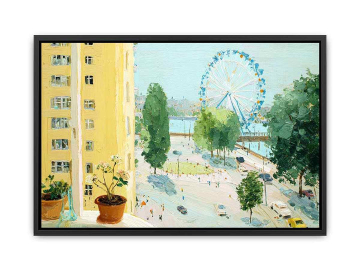 Ferris wheel in Appartment view Poster