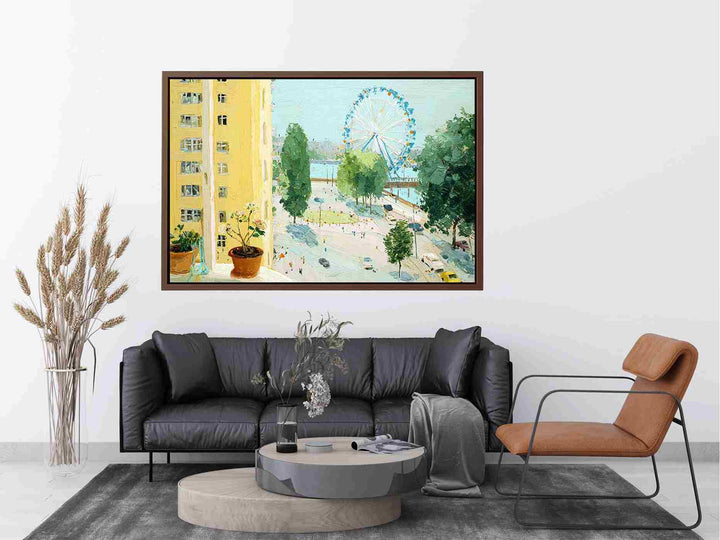 Ferris wheel in Appartment view Painting