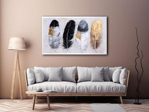 Goden Feathers Canvas Print