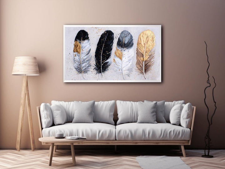 Goden Feathers Canvas Print