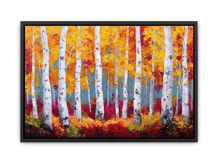 Birchtrees  in autumn Poster