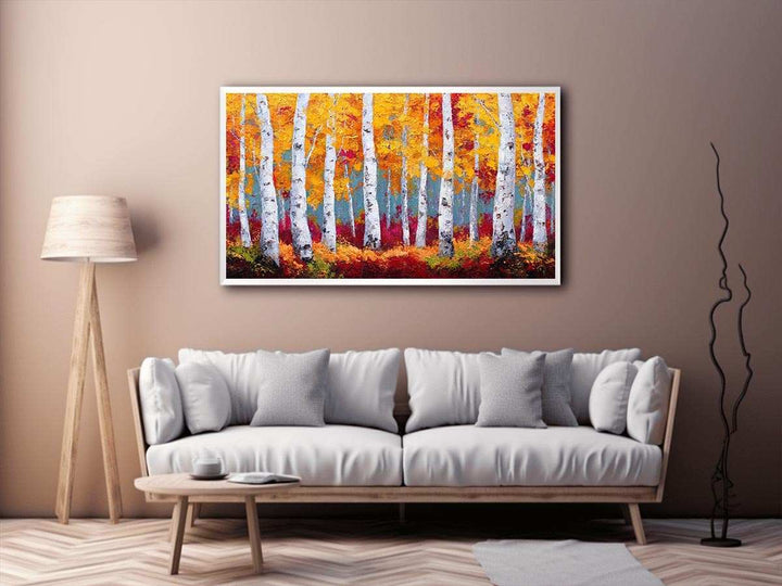 Birchtrees  in autumn Canvas Print