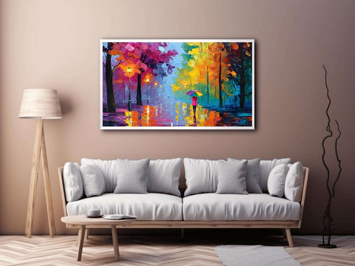 Autumn Rain walk Canvas Print