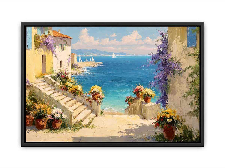Mediterranean Sea & Flowers Poster