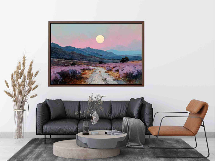 Moonlit Lavender Fields Painting