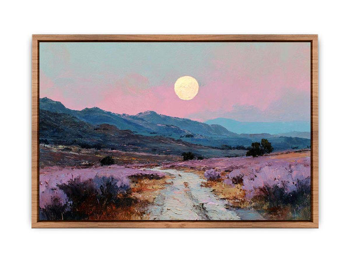 Moonlit Lavender Fields Poster