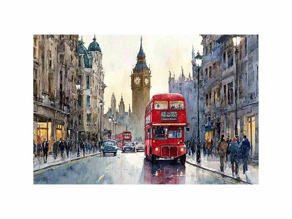 Watercolor London Cityscape