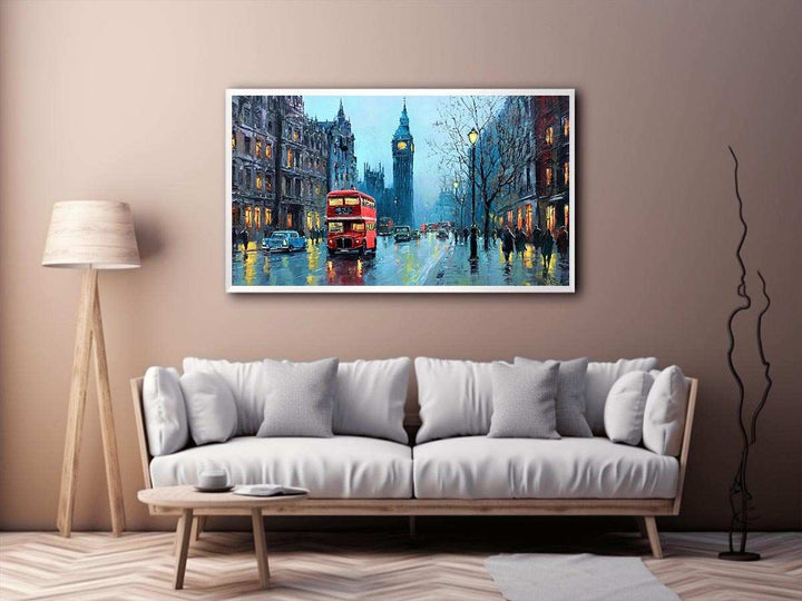 Red Bus in London Painting