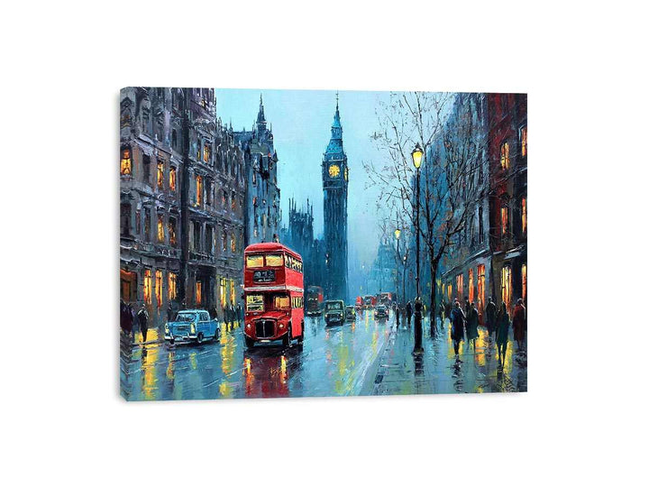Red Bus in London Painting