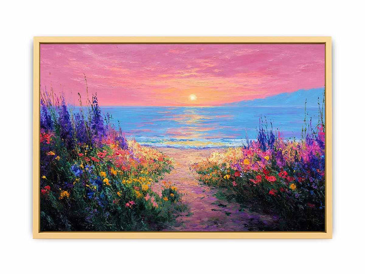 Ocean Bloom Sunset  Streched canvas