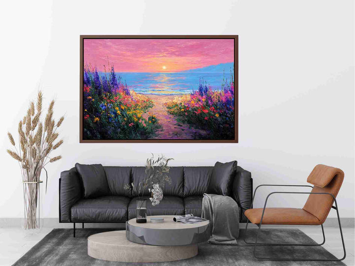 Ocean Bloom Sunset Painting